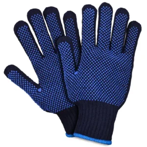 Blue dotted gloves