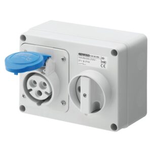 GEWISS FIXED INTERLOCKED HORIZONTAL SOCKET-OUTLET - WITH BOTTOM - WITHOUT FUSE-HOLDER BASE - 2P+E 16A 200-250V - 50-60HZ 6H - IP44 GW66004